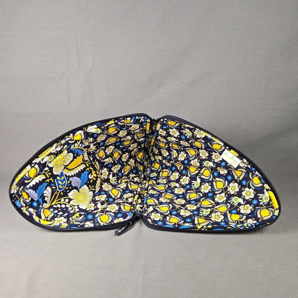 Vera Bradley Laptop Sleeve Elephant Parade Navy Yellow Quilted Zip Padded Case